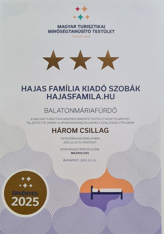 Hajas Família Kiadó Szobák Balatonmáriafürdő Exterior foto